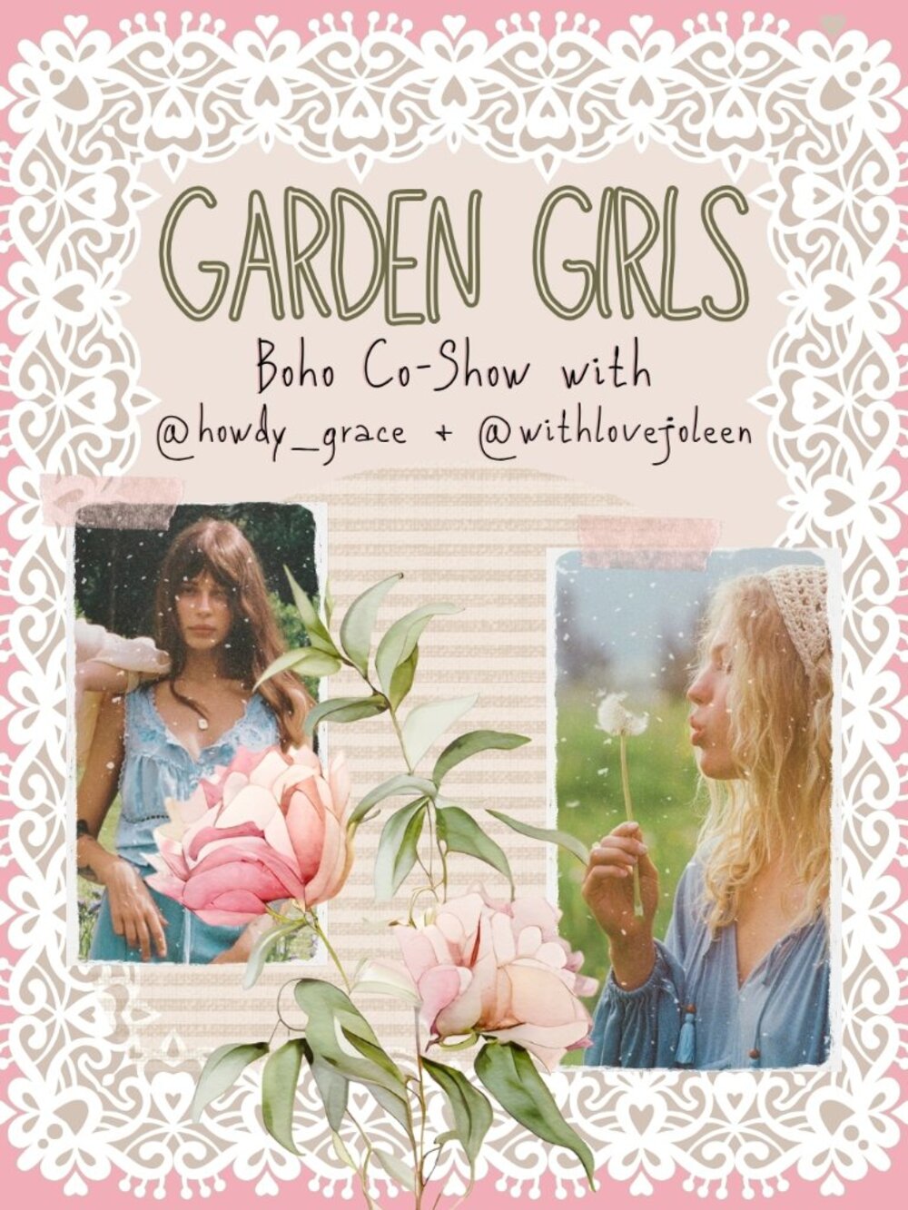 Join Garden Girls @howdy_grace & @withlovejoleen for a Boho LIVE Co-show!